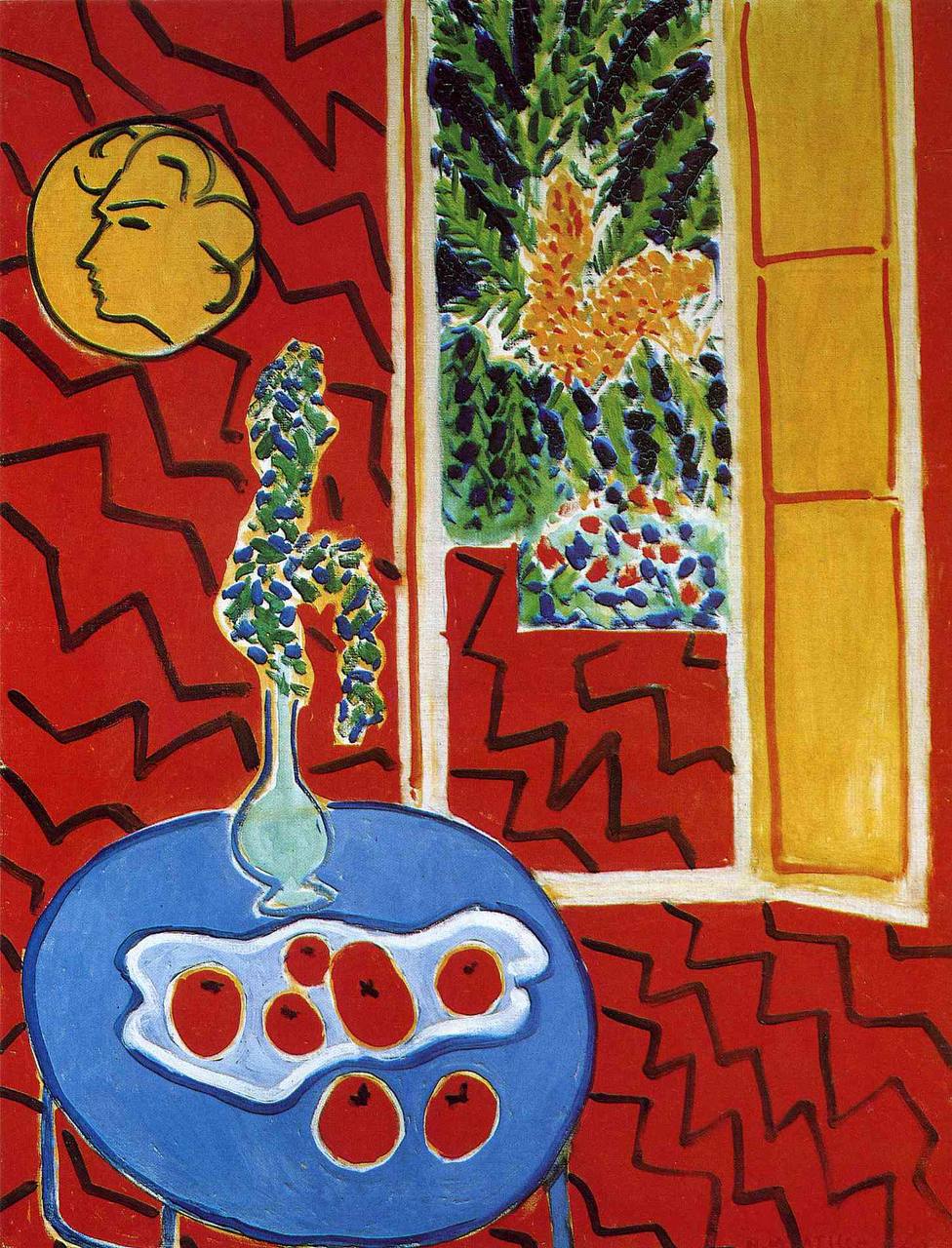 Henri Matisse

«Red Interior Still Life On A Blue Table»
1947