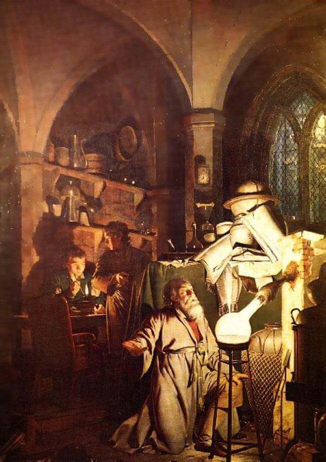 Ответ.

«Алхимик, открывающий фосфор» (The Alchemist Discovering Phosphorus)...